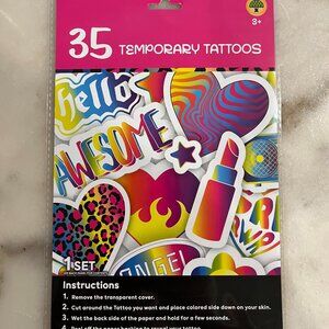 3/$10 💥 NEW Retro Neon 35 Temporary Tattoos (1 Pkg)